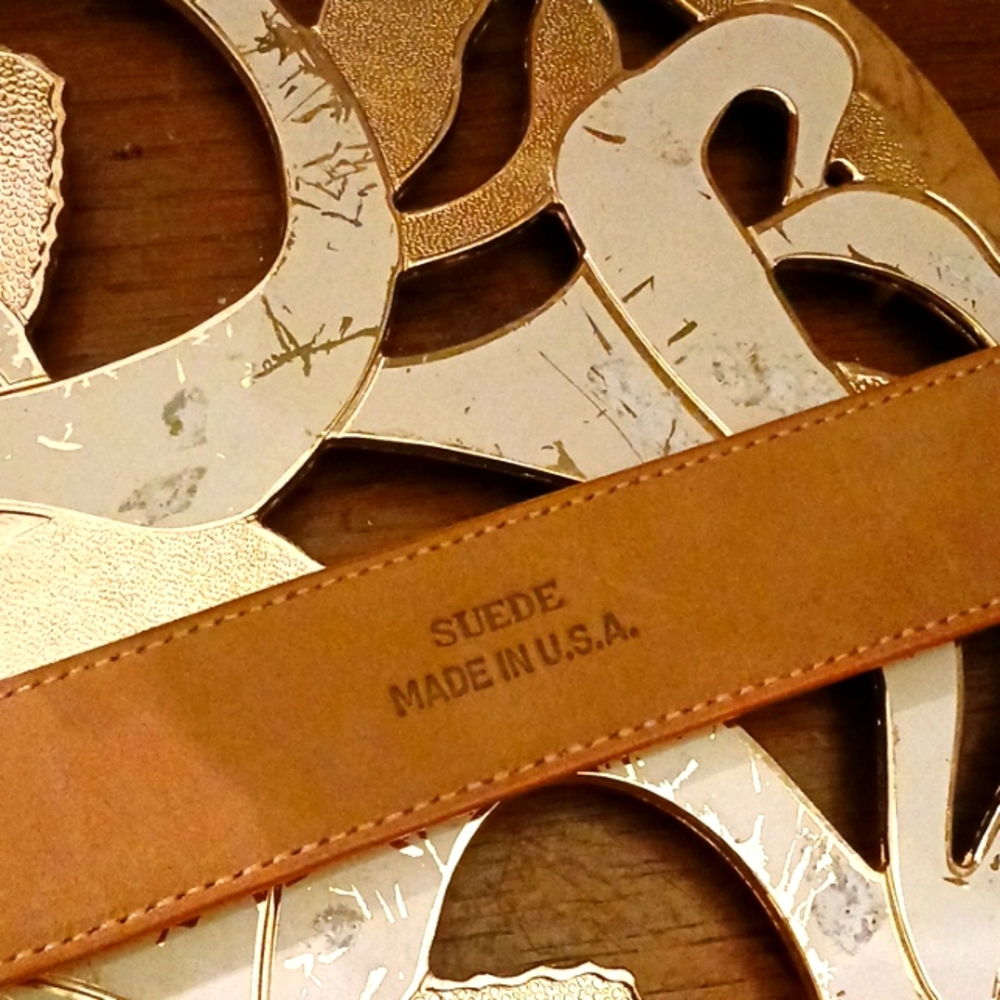 W. Kleinberg Belt with Gold Ring Belt👖👑Total 42",Suede,Made in AMERICA.🇺🇸 - Picture 4 of 12